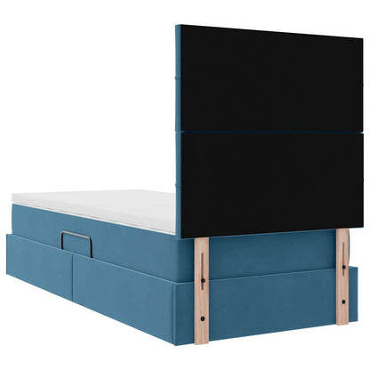 Opslag bed met matras Donkerblauw 90 x 200 cm Fluweel