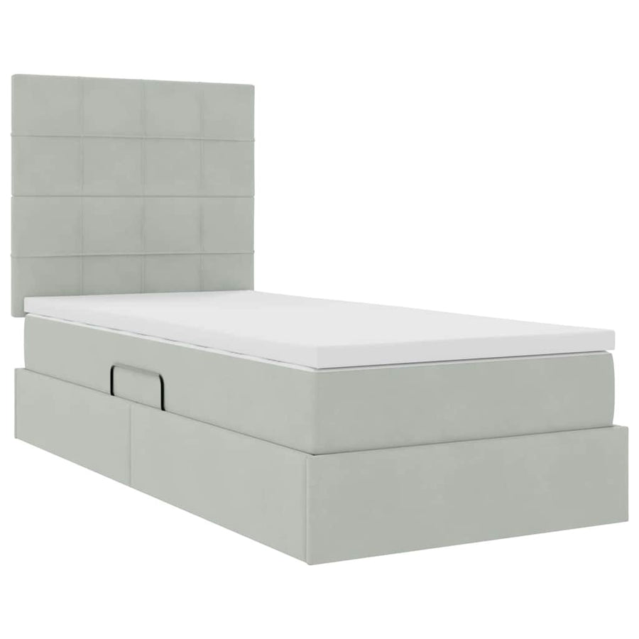 Opslag bed met matras Lichtgrijs 100 x 200 cm Fluweel