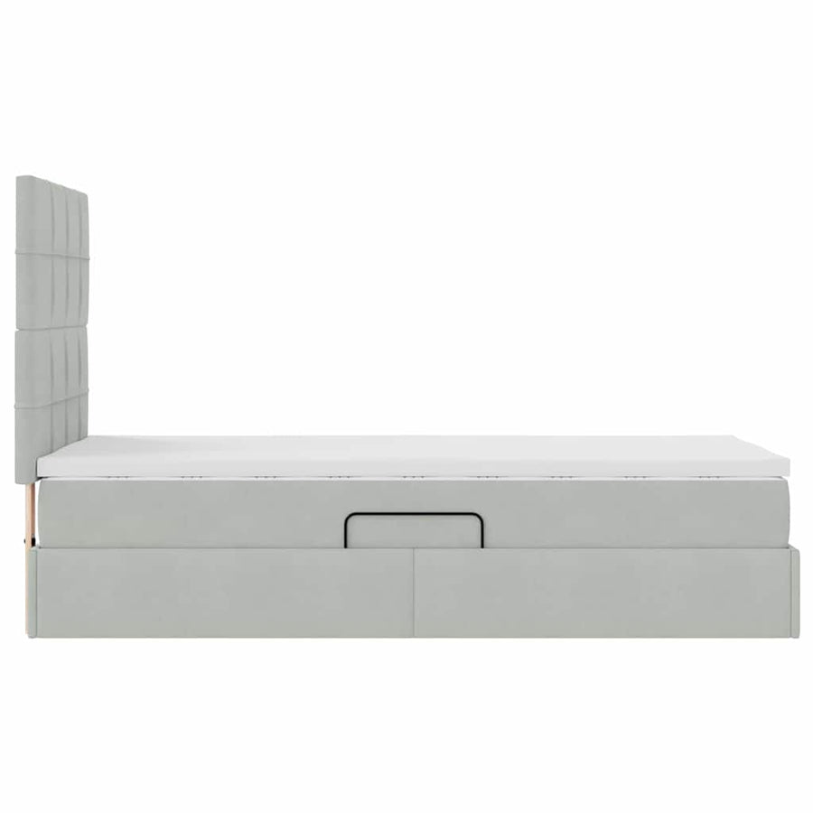 Opslag bed met matras Lichtgrijs 100 x 200 cm Fluweel