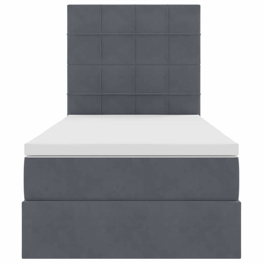 Opslag bed met matras Donkergrijs 100 x 200 cm Fluweel