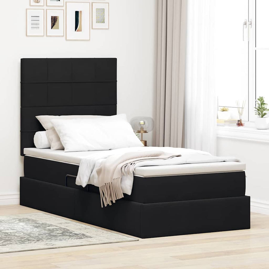 Opslag bed met matras met matras Zwart 100 x 200 cm Fluweel
