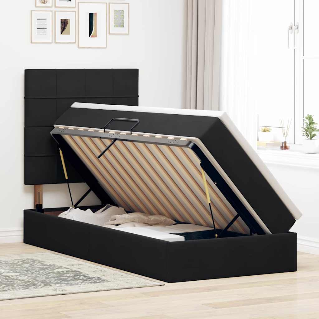 Opslag bed met matras met matras Zwart 100 x 200 cm Fluweel