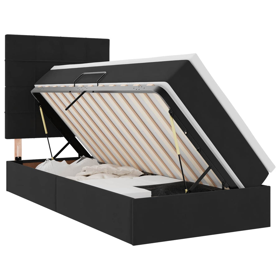 Opslag bed met matras met matras Zwart 100 x 200 cm Fluweel