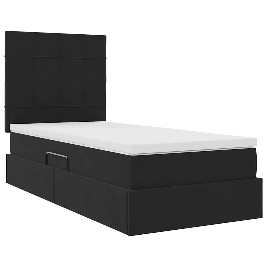 Opslag bed met matras met matras Zwart 100 x 200 cm Fluweel