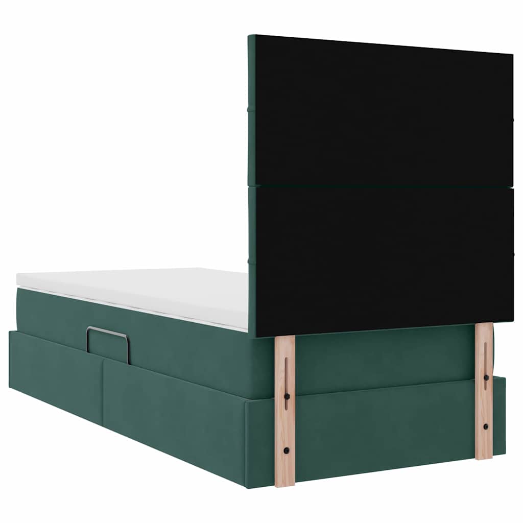 Opslag bed met matras Donkergroen 100 x 200 cm Fluweel