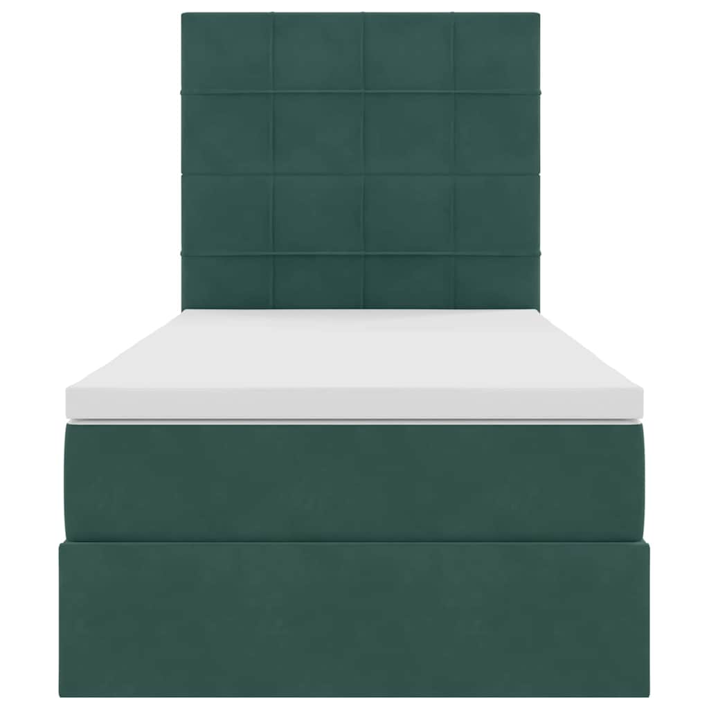 Opslag bed met matras Donkergroen 100 x 200 cm Fluweel