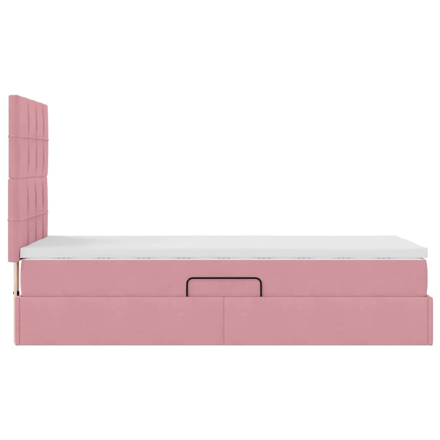 Opslag bed met matras met matras Roze 100 x 200 cm Fluweel