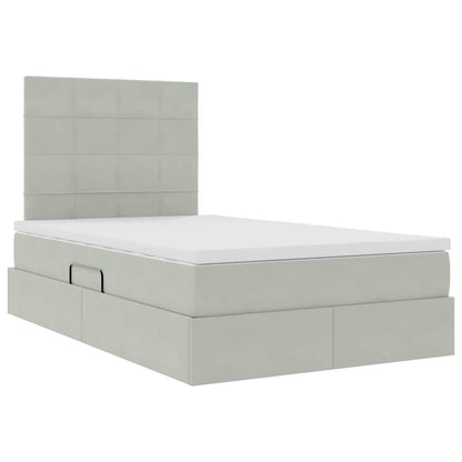 Opbergbed met LED met matras Lichtgrijs 120 x 190 cm Fluweel