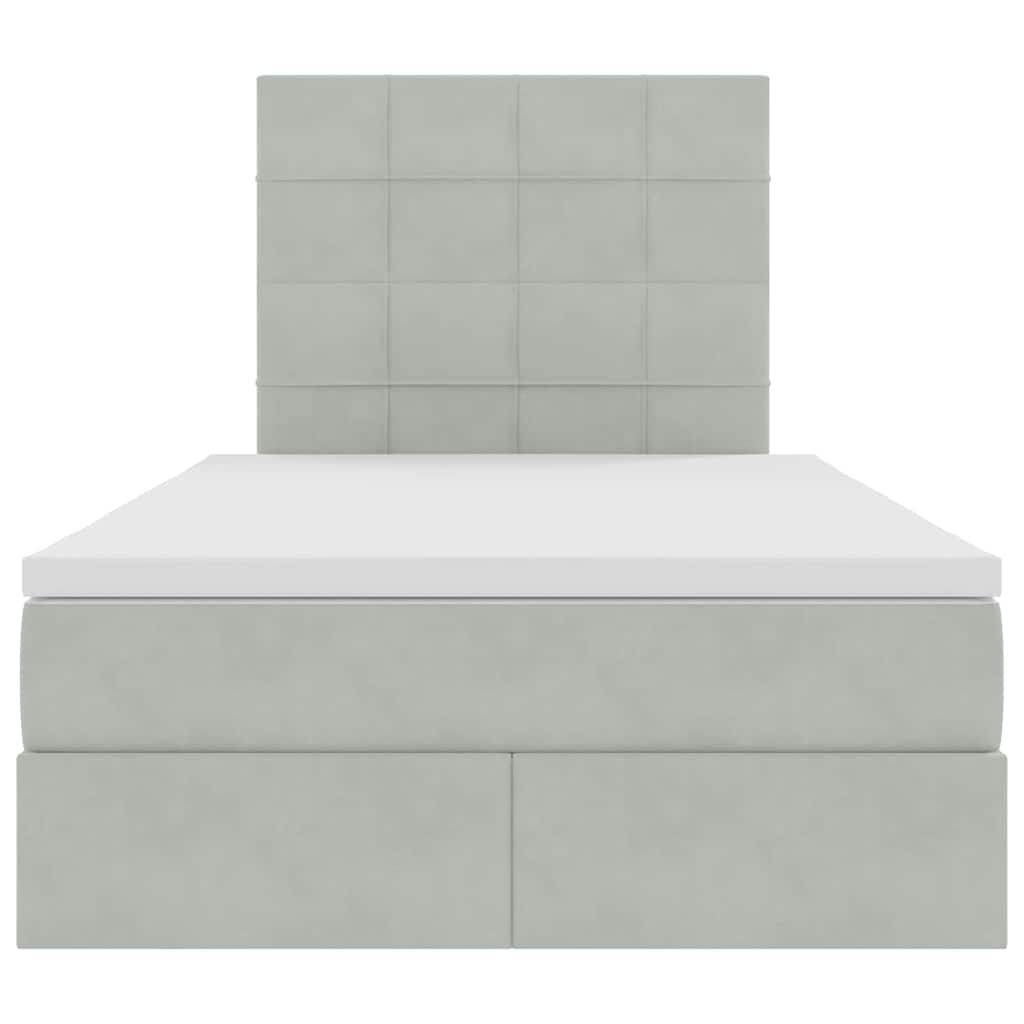 Opbergbed met LED met matras Lichtgrijs 120 x 190 cm Fluweel