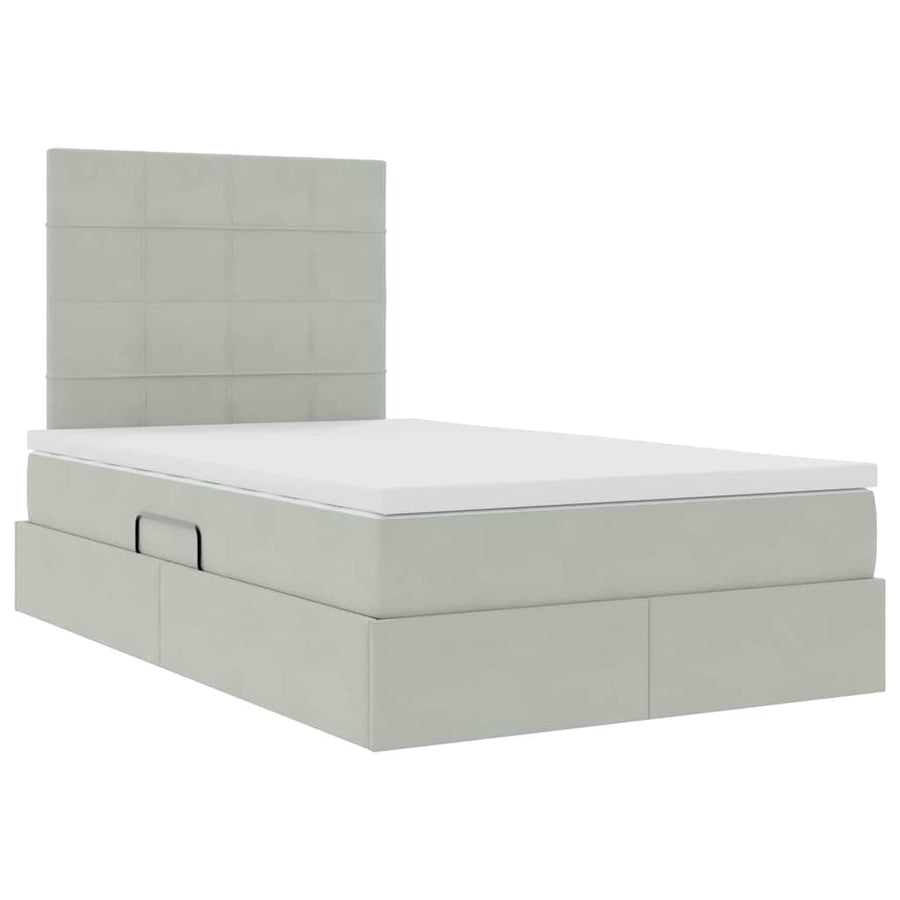 Opbergbed met LED met matras Lichtgrijs 120 x 200 cm Fluweel