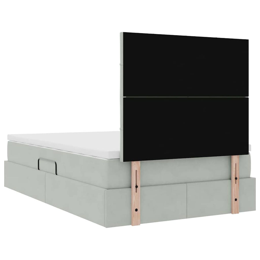 Opbergbed met LED met matras Lichtgrijs 120 x 200 cm Fluweel