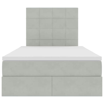 Opbergbed met LED met matras Lichtgrijs 120 x 200 cm Fluweel