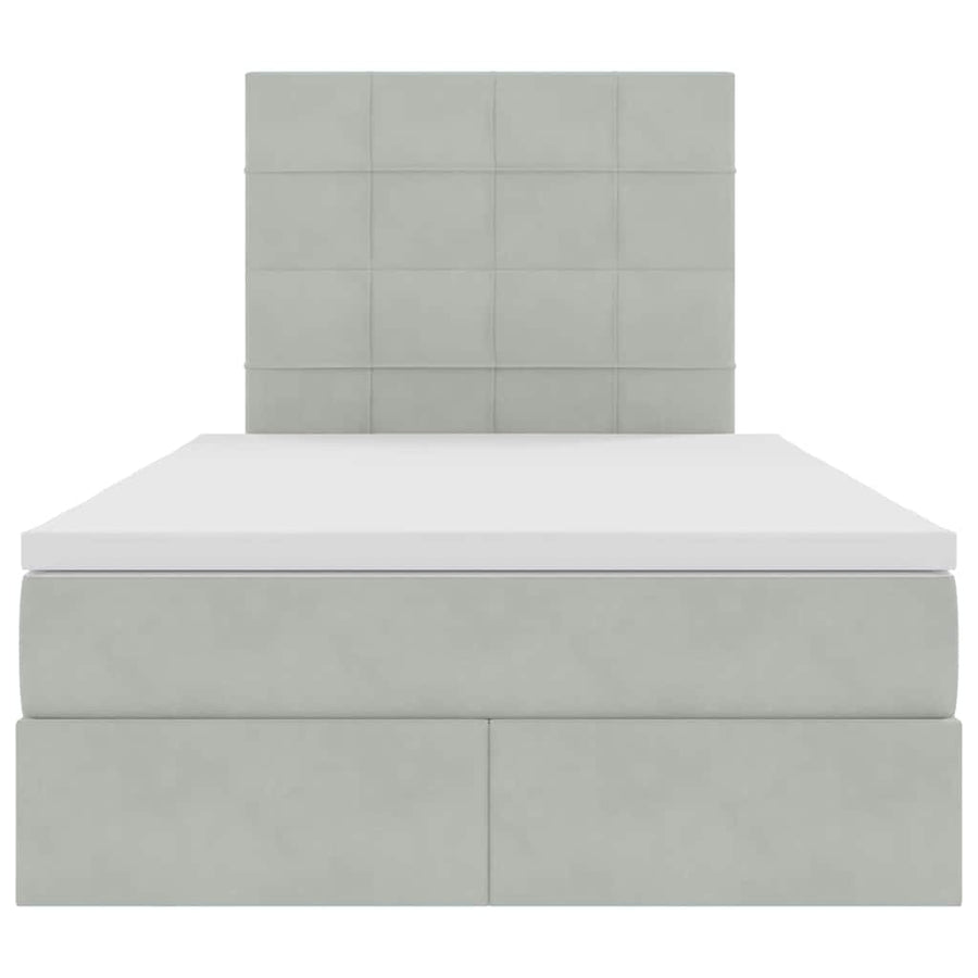 Opbergbed met LED met matras Lichtgrijs 120 x 200 cm Fluweel