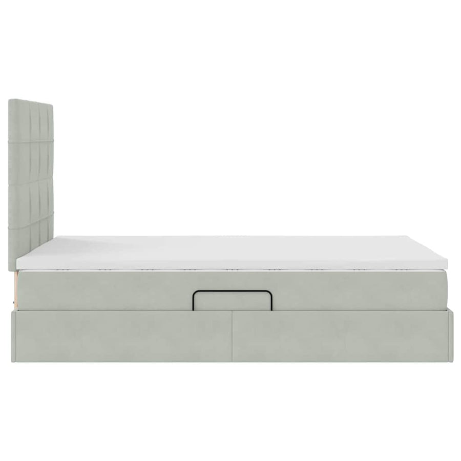 Opbergbed met LED met matras Lichtgrijs 120 x 200 cm Fluweel