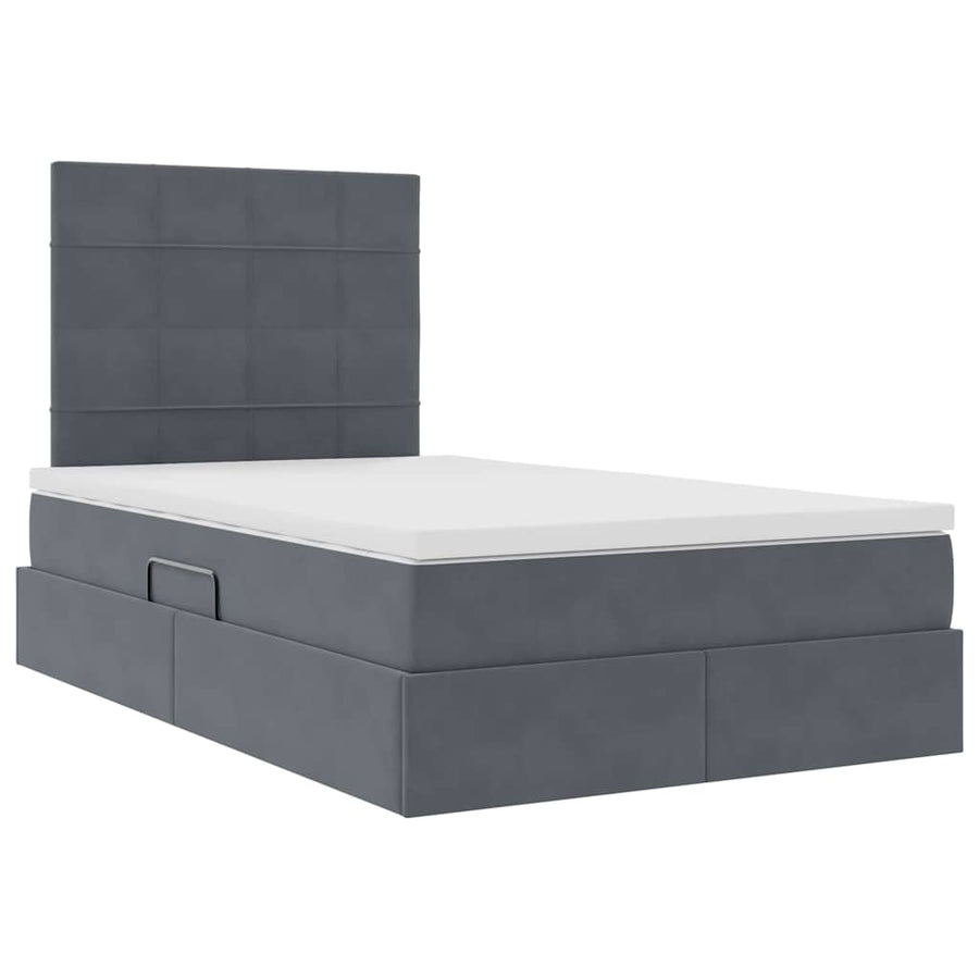 Opbergbed met LED met matras Donkergrijs 120 x 200 cm Fluweel
