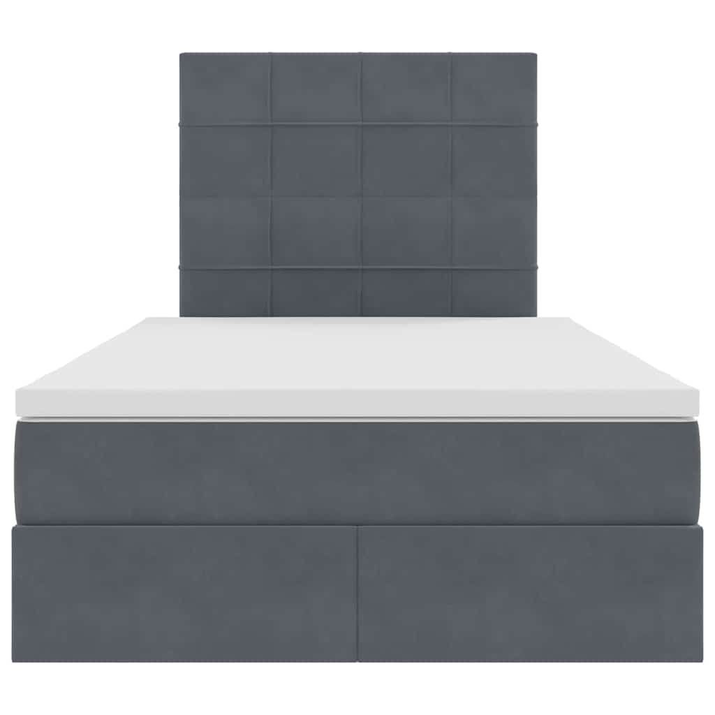 Opbergbed met LED met matras Donkergrijs 120 x 200 cm Fluweel