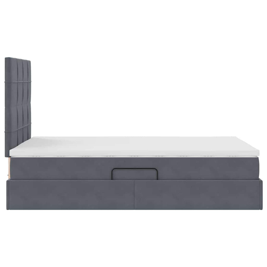 Opbergbed met LED met matras Donkergrijs 120 x 200 cm Fluweel