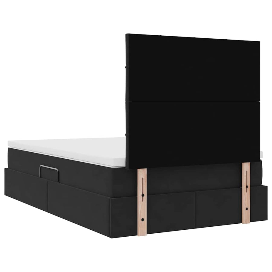 Opbergbed met LED met matras Zwart 120 x 200 cm Fluweel
