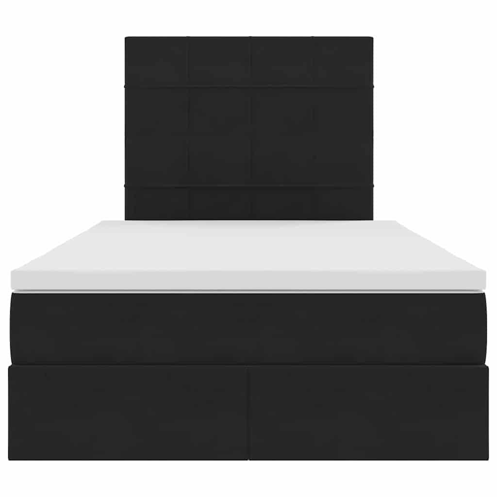Opbergbed met LED met matras Zwart 120 x 200 cm Fluweel