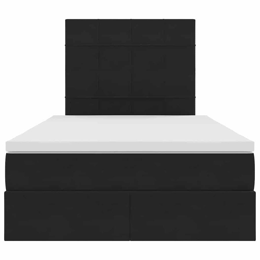 Opbergbed met LED met matras Zwart 120 x 200 cm Fluweel