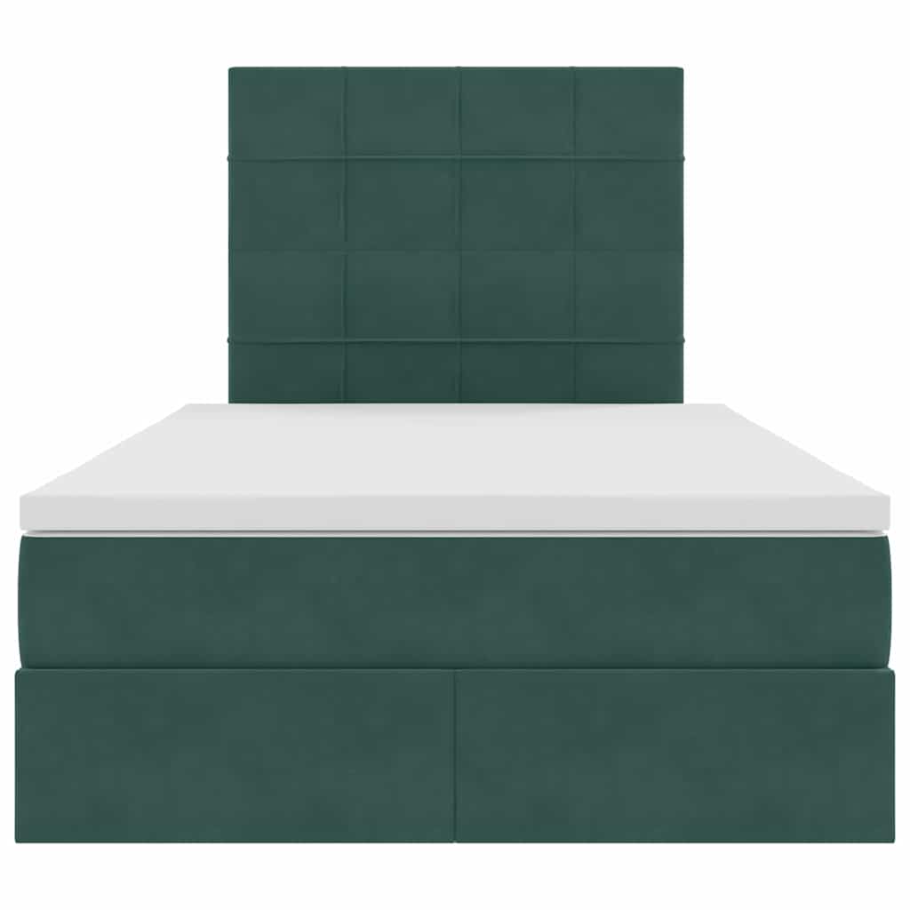Opbergbed met LED met matras Donkergroen 120 x 200 cm Fluweel