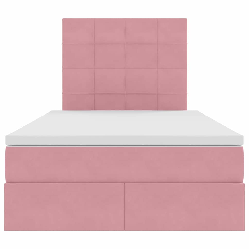 Opbergbed met LED met matras Roze 120 x 200 cm Fluweel