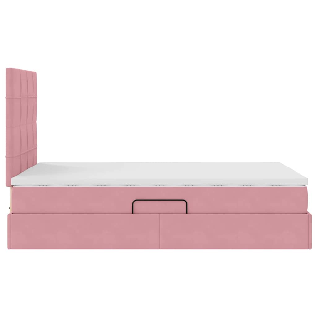 Opbergbed met LED met matras Roze 120 x 200 cm Fluweel