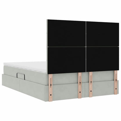 Opbergbed met LED met matras Lichtgrijs 140 x 190 cm Fluweel