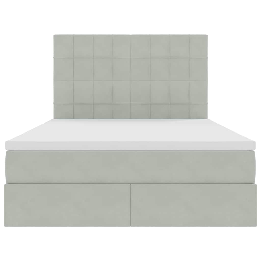 Opbergbed met LED met matras Lichtgrijs 140 x 190 cm Fluweel