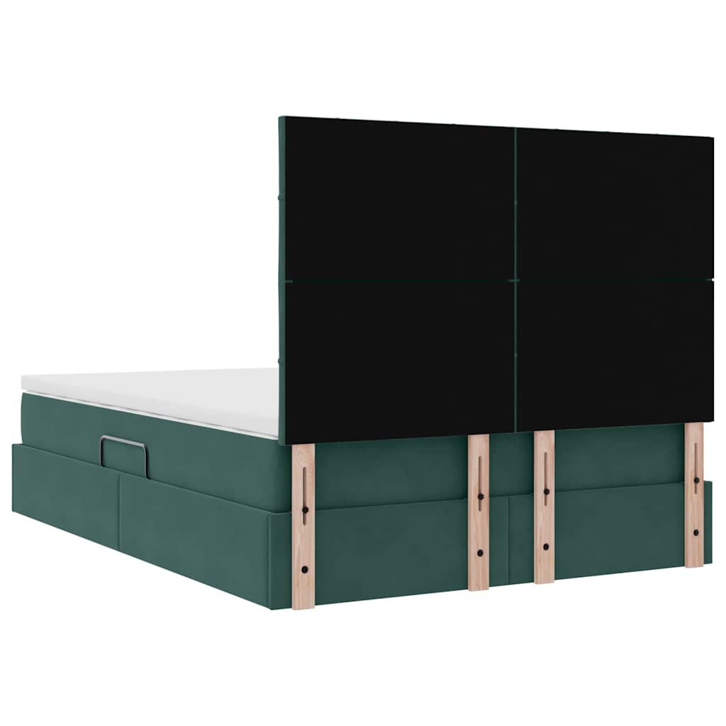 Opbergbed met LED met matras Donkergroen 140 x 190 cm Fluweel