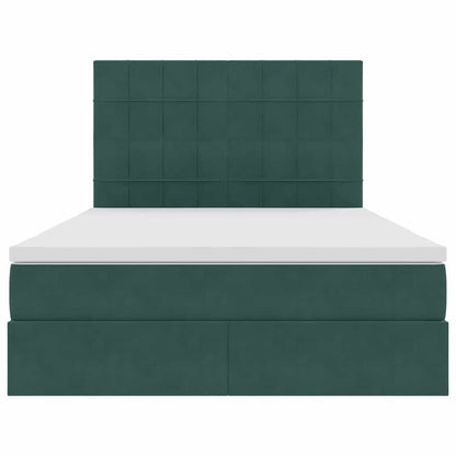 Opbergbed met LED met matras Donkergroen 140 x 190 cm Fluweel