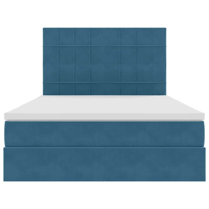 Opbergbed met LED met matras Donkerblauw 140 x 190 cm Fluweel