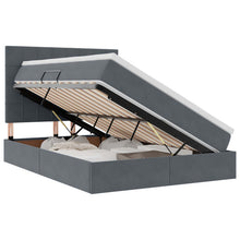Opbergbed met LED met matras Donkergrijs 140 x 200 cm Fluweel