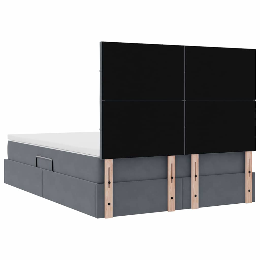 Opbergbed met LED met matras Donkergrijs 140 x 200 cm Fluweel