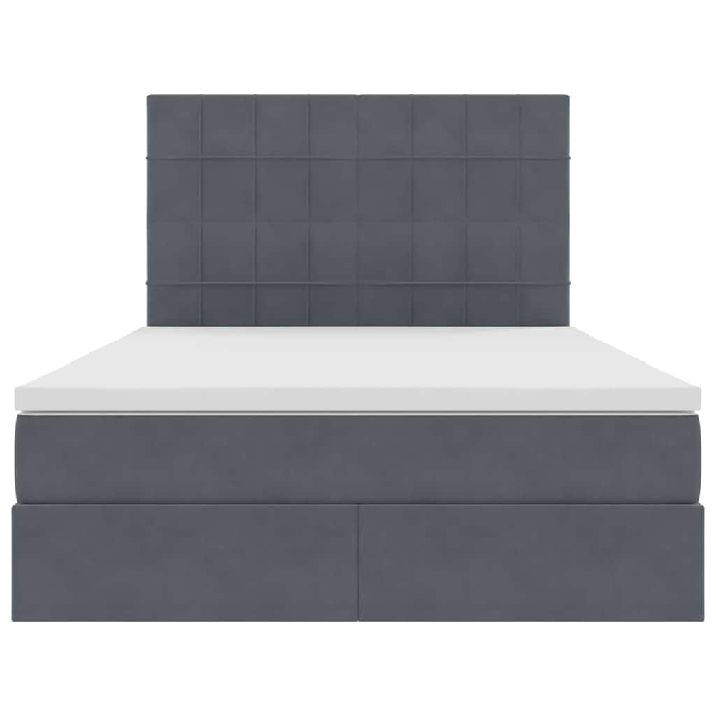 Opbergbed met LED met matras Donkergrijs 140 x 200 cm Fluweel