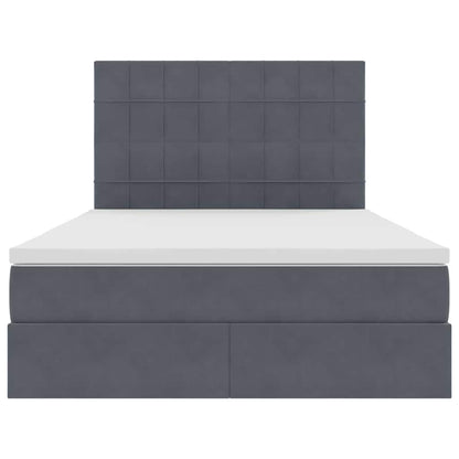 Opbergbed met LED met matras Donkergrijs 140 x 200 cm Fluweel