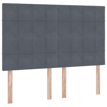 Opbergbed met LED met matras Donkergrijs 140 x 200 cm Fluweel