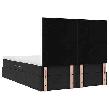 Opbergbed met LED met matras Zwart 140 x 200 cm Fluweel