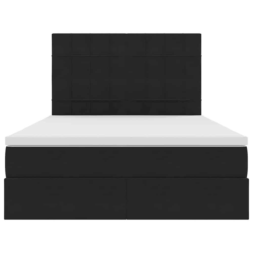 Opbergbed met LED met matras Zwart 140 x 200 cm Fluweel