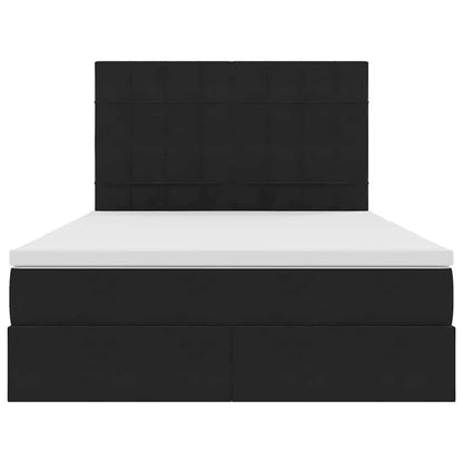 Opbergbed met LED met matras Zwart 140 x 200 cm Fluweel