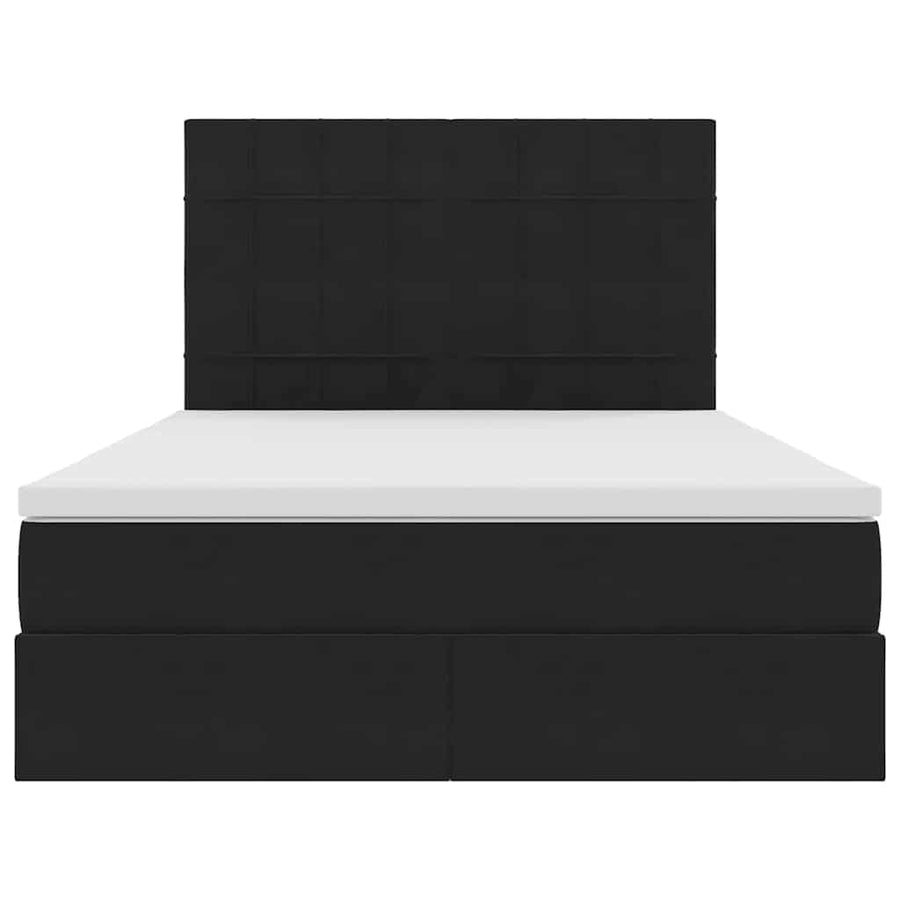 Opbergbed met LED met matras Zwart 140 x 200 cm Fluweel