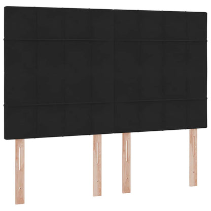 Opbergbed met LED met matras Zwart 140 x 200 cm Fluweel