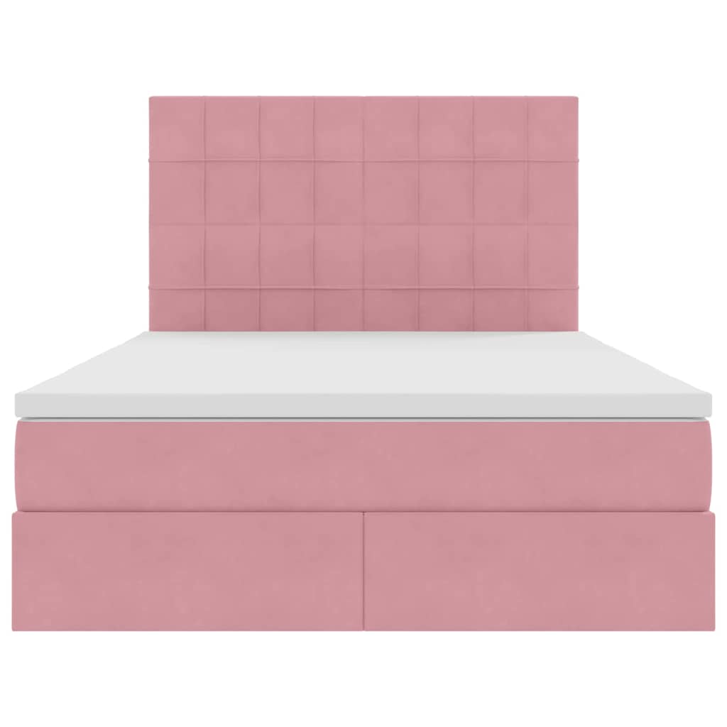 Opbergbed met LED met matras Roze 140 x 200 cm Fluweel