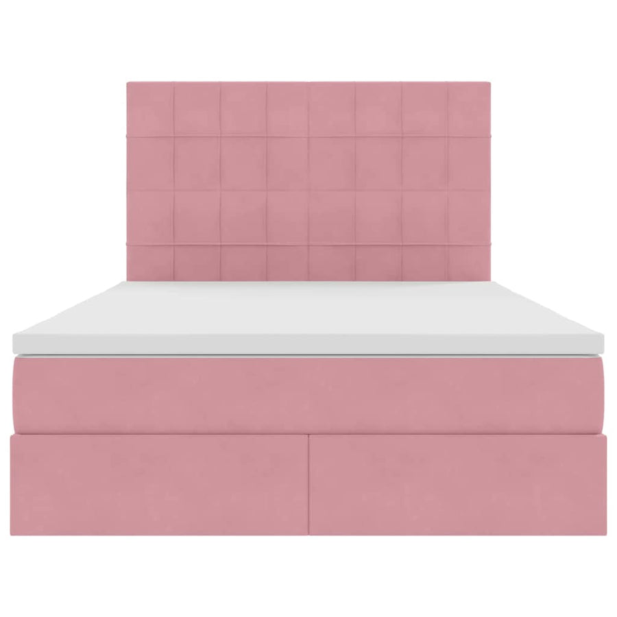 Opbergbed met LED met matras Roze 140 x 200 cm Fluweel