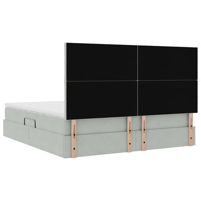 Opbergbed met LED met matras Lichtgrijs 160 x 200 cm Fluweel