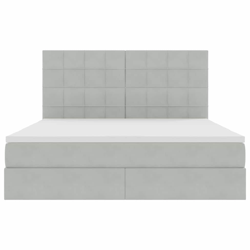 Opbergbed met LED met matras Lichtgrijs 160 x 200 cm Fluweel