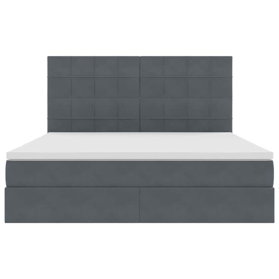Opbergbed met LED met matras Donkergrijs 160 x 200 cm Fluweel