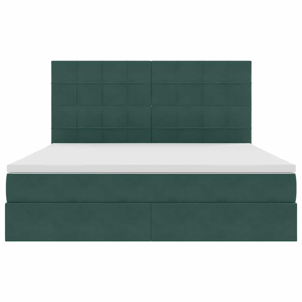 Opbergbed met LED met matras Donkergroen 160 x 200 cm Fluweel
