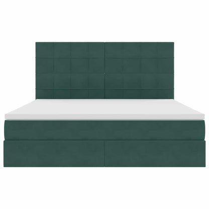 Opbergbed met LED met matras Donkergroen 160 x 200 cm Fluweel