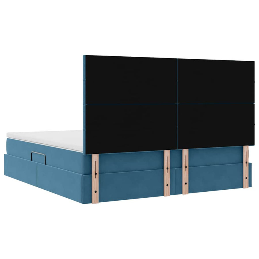 Opbergbed met LED met matras Donkerblauw 160 x 200 cm Fluweel